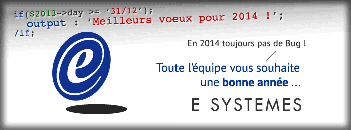 Toute l'équipe E SYSTEMES vous souhaite une bonne année 2014